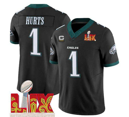 P.Eagles #1 Jalen Hurts LIX Vapor F.U.S.E. Limited Jersey - Black Stitched American Football Jerseys view 2
