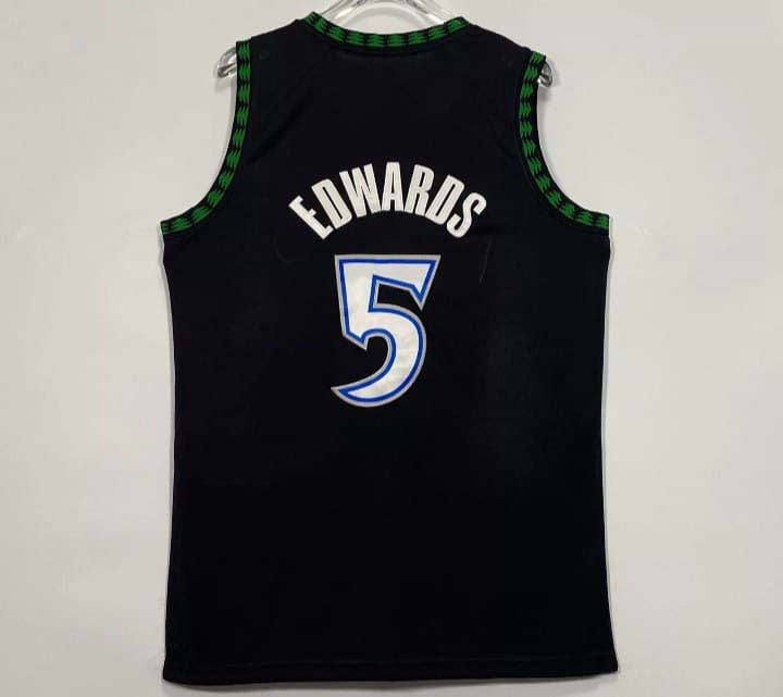 M.Timberwolves #5 Anthony Edwards Black Classic Edition Stitched American Basketbal Jersey - Main View