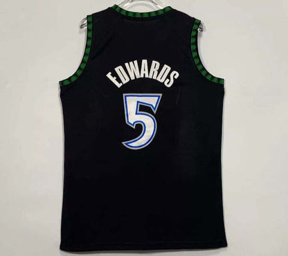 M.Timberwolves #5 Anthony Edwards Black Classic Edition Stitched American Basketbal Jersey - Main View