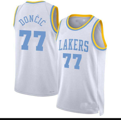LA.Lakers #77 Luka Dončić Unisex 2023/24 Swingman Pro Jersey – Classic Edition – White Stitched American Basketball Jersey - Main View