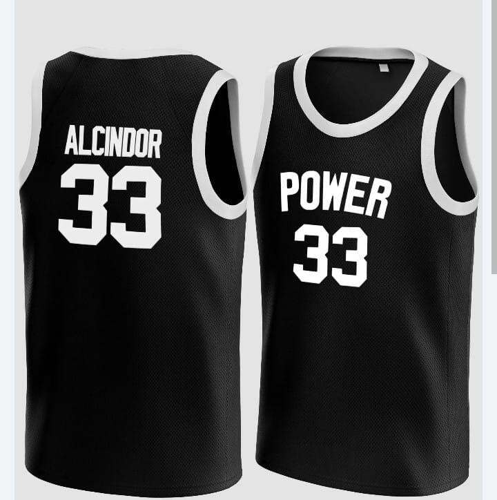 Kareem Abdul-Jabbar #33 Power Memorial Large Black  Stitched American Basketball Jersey - Main View