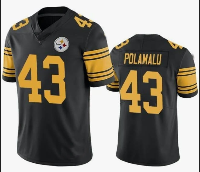 P.Steelers #43 Troy Polamalu  Black Retired Player Game Jersey Stitched American Football Jerseys - Main View
