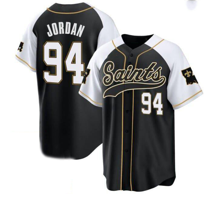 NO.Saints #94 Cameron Jordan Black 1987 Legacy Stitched Stitched Baseball Jersey - Main View