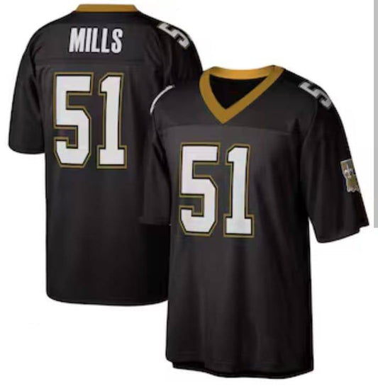 NO.Saints #51 Sam Mills Mitchell & Ness Legacy Stitched American Football Jersey - Main View