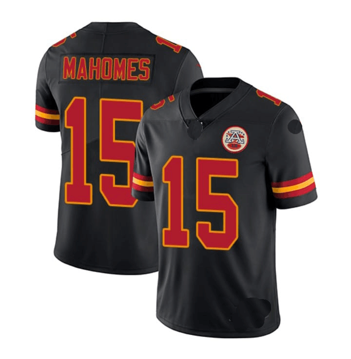 kC.Chiefs #15 Patrick Mahomes Black Stitch Stitched American Football Jerseys - Main View