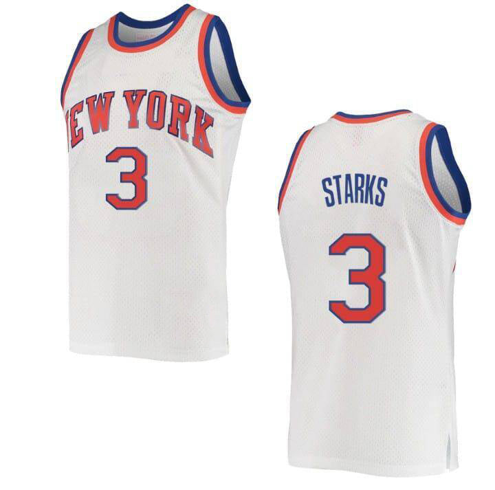 NY.Knicks #3 John Starks White 1985-86 Hardwood Classics Swingman Stitched American Basketball Jersey - Main View