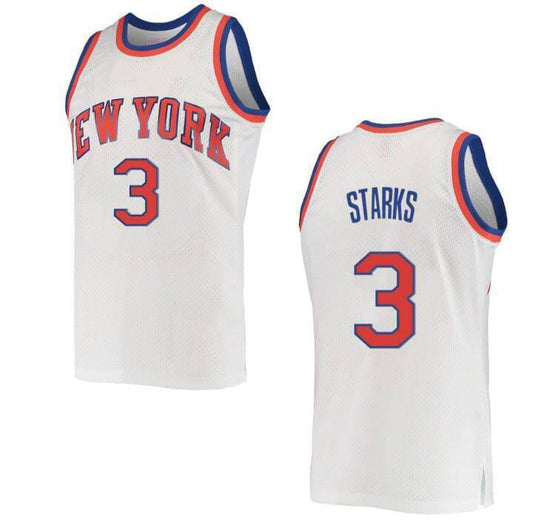 NY.Knicks #3 John Starks White 1985-86 Hardwood Classics Swingman Stitched American Basketball Jersey - Main View