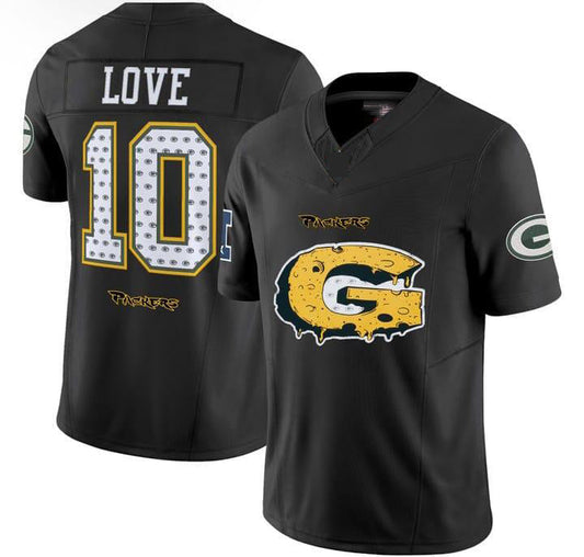 GB.Packers #10 Jordan Love Black Stitched American Football Jerseys - Main View