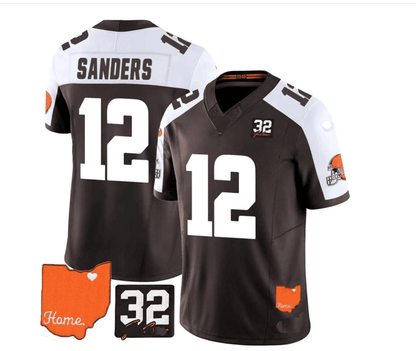 C.Browns #12 Shedeur Sanders  Brown/White 2023 Memorial Stitched American Football Jerseys - Main View