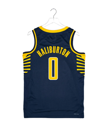 A.Indiana Pacers #0 Tyrese Haliburton Navy Association Swingman Stitched Basketball Jersey - Main View