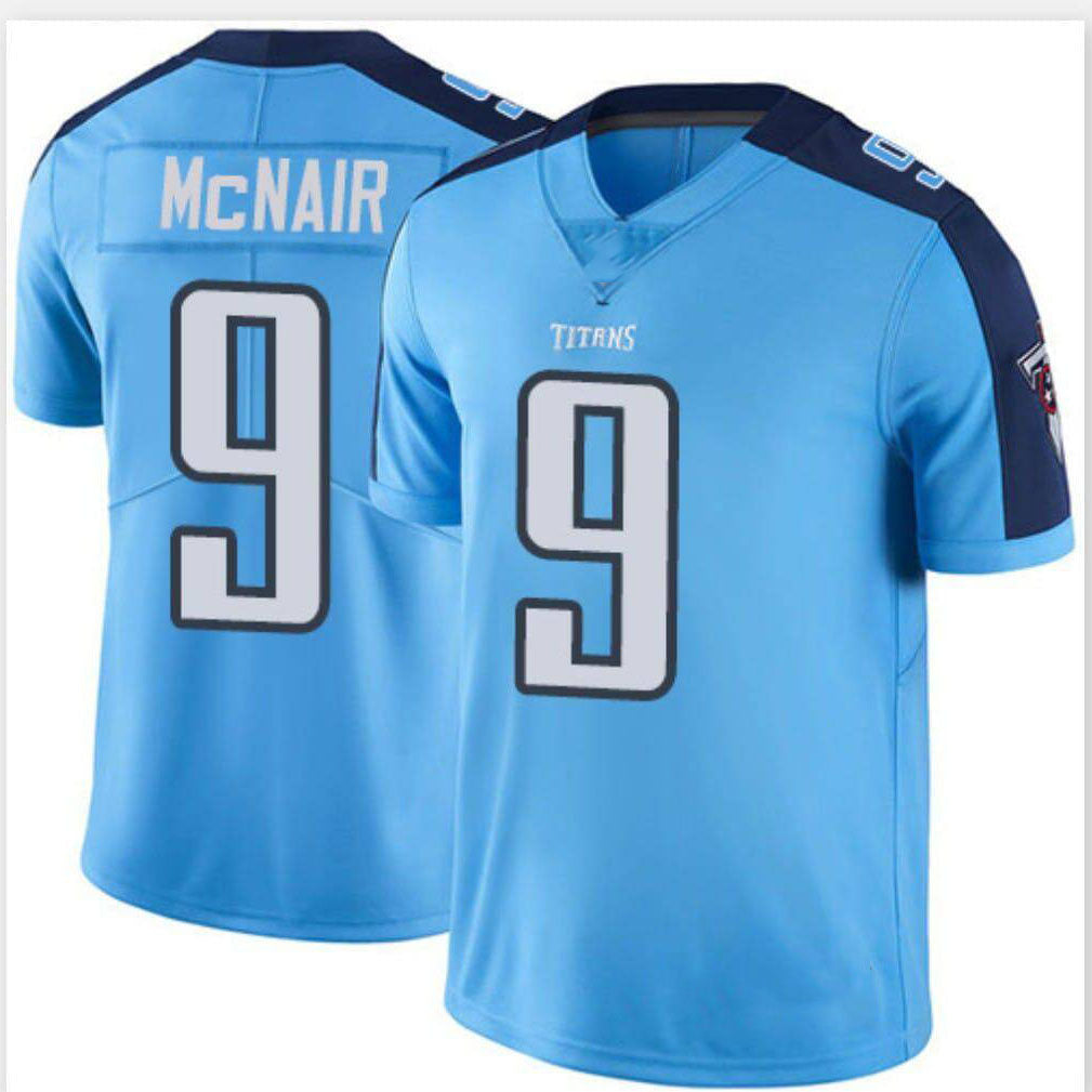 T.Titans #9 Steve McNair Light Blue Team Game Stitched American Football Jersey - Main View