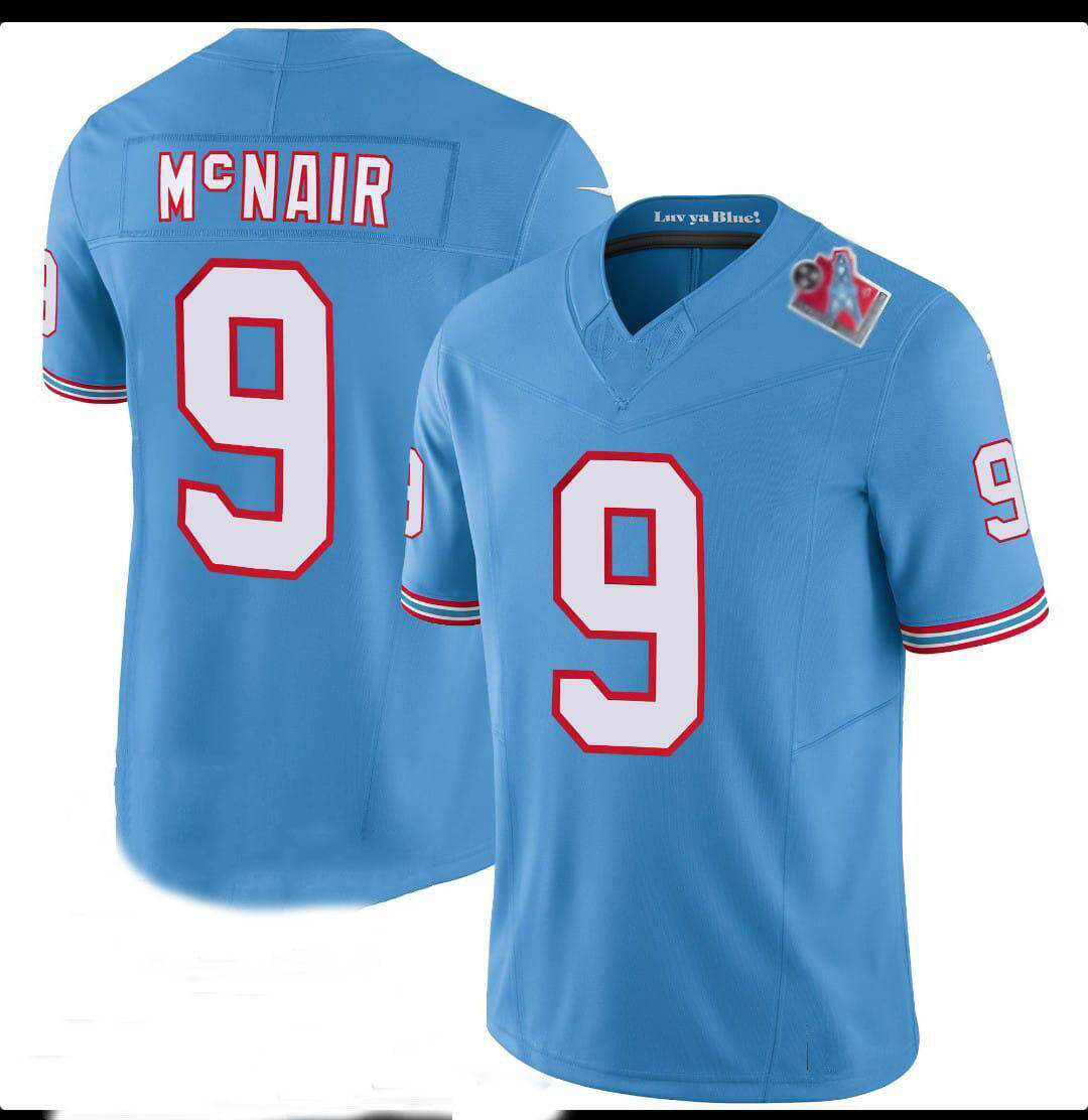 T.Titans #9 Steve McNair Light Blue Team Game Stitched American Football Jersey - Main View