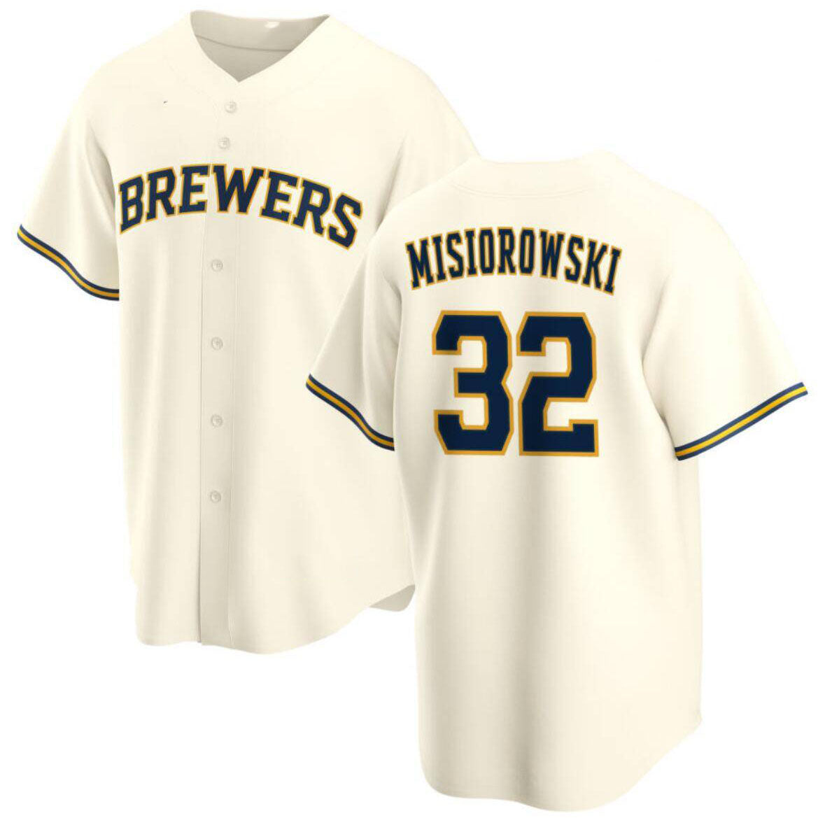 Milwaukee Brewers #32 Jacob Misiorowski Home Replica Jersey - Cream Stitched Baseball Jersey - Main View