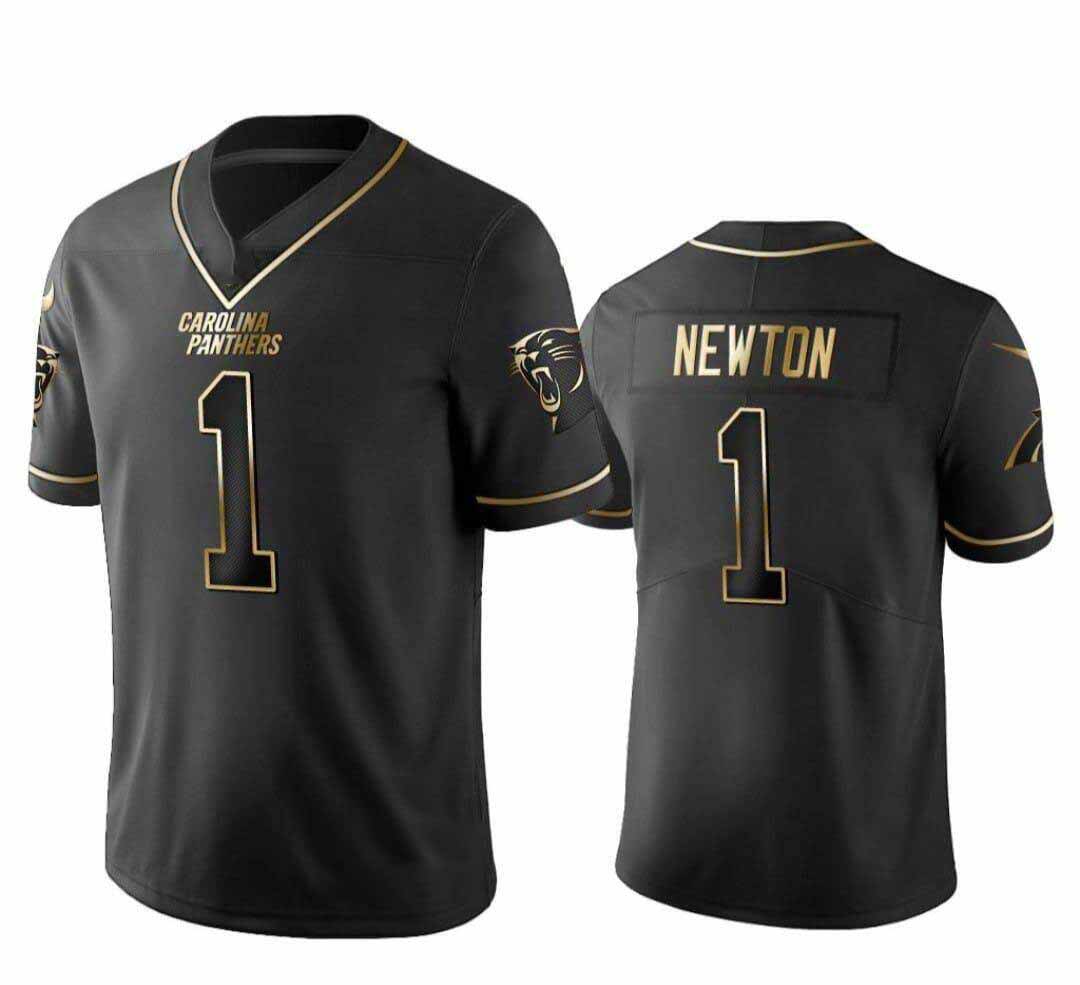 C.Panthers #1 Cam Newton Anniversary Black Stitched American Football Jerseys - Main View