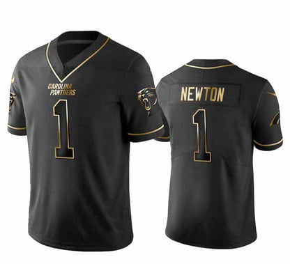 C.Panthers #1 Cam Newton Anniversary Black Stitched American Football Jerseys - Main View