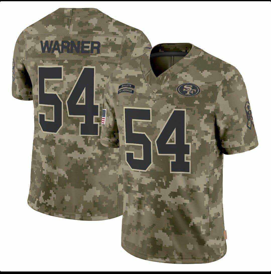 SF. 49ers #54 Fred Warner Camo Salute to Service Limited Stitched American Football Jersey - Main View
