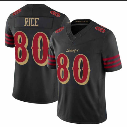 SF.49ers #80 Jerry Rice Black 2025 “Rivalries” Vapor Limited Stitched American Football Jersey - Main View