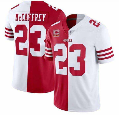 SF.49ers #23 Christian McCaffrey  White Red Limited Jersey - All Stitched American Football Jerseys - Main View