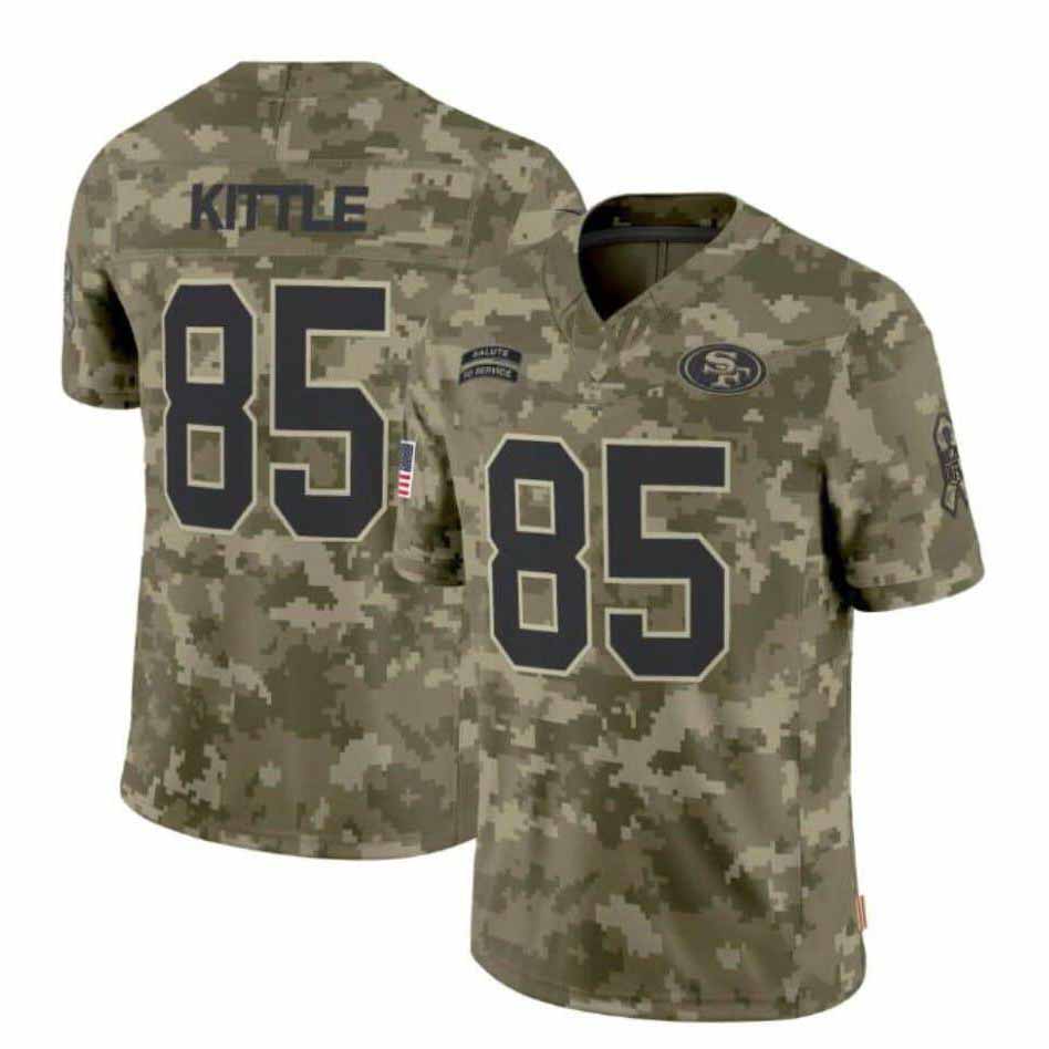 SF.49ers #85 George Kittle Camo Salute to Service Limited Stitched American Football Jersey - Main View