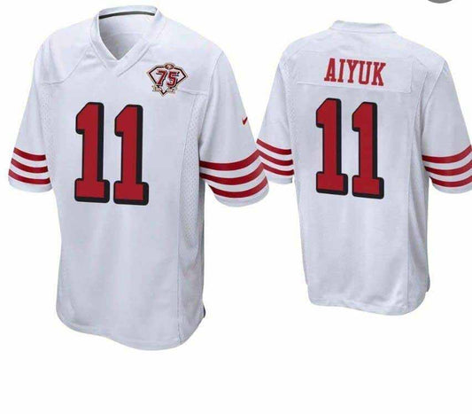 SF.49ers #11 Brandon Aiyuk White 75th Anniversary 2nd Alternate Game Stitched American Football Jerseys - Main View