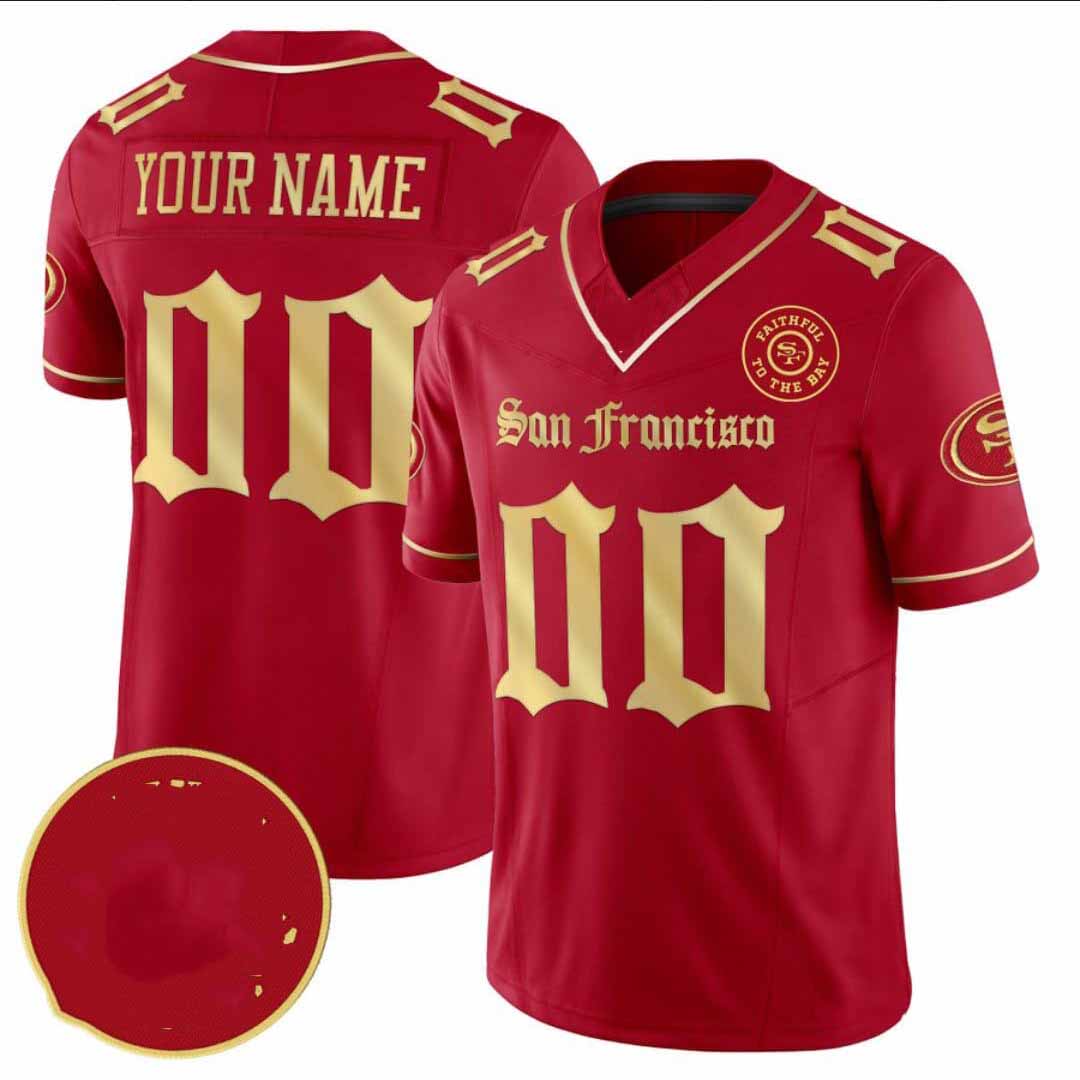 Custom SF.49ers Red Limited Jersey - All Stitched American Football Jerseys - Main View