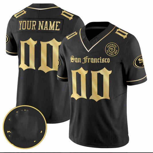Custom SF.49ers Black Limited Jersey - All Stitched American Football Jerseys - Main View