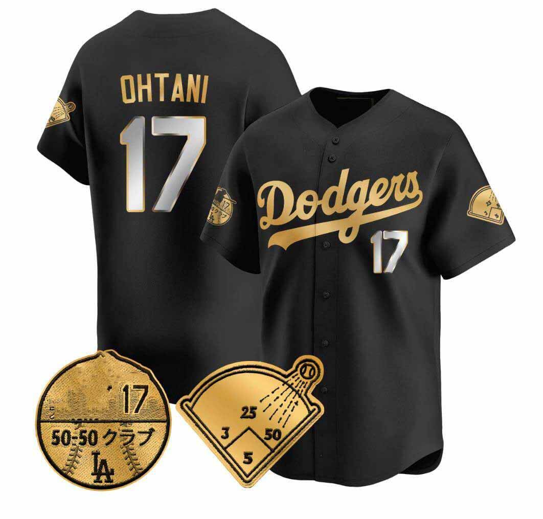 Los Angeles Dodgers #17 Shohei Ohtani Black Gold Limited Stitched Baseball Jersey - Main View