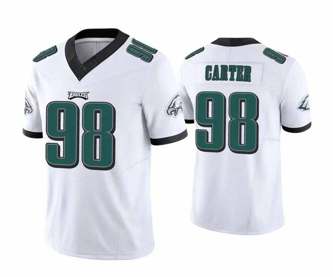 P.Eagles #98 Jalen Carter White Vapor Limited Stitched American Football Jerseys - Main View
