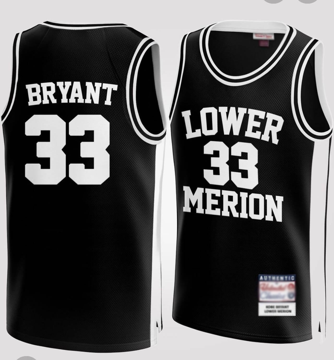 L.Merion #33 Kobe Bryant Black High School Authentic Embroidered Stitched Basketball Jersey - Main View