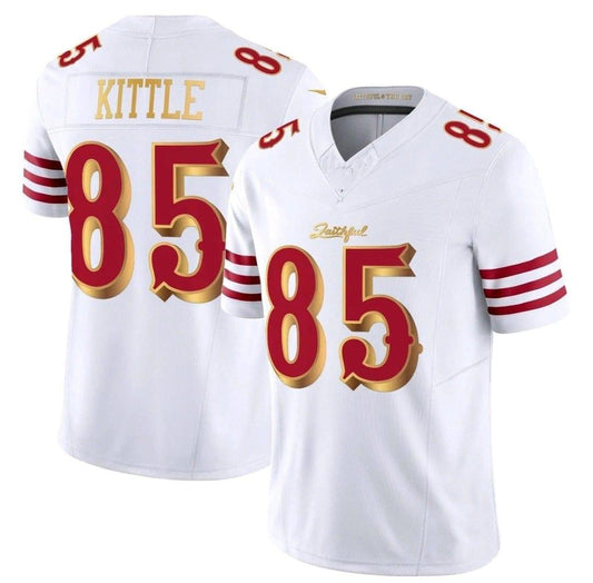 SF.49ers #85 George Kittle 2025 Rivalries Collection Limited Jersey - White Stitched American Football Jerseys - Main View