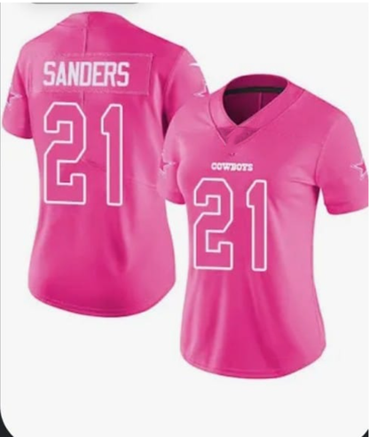 D.Cowboy #21 Deion Sanders Pink Stitched Limited Rush Fashion Stitched American Football Jerseys - Main View