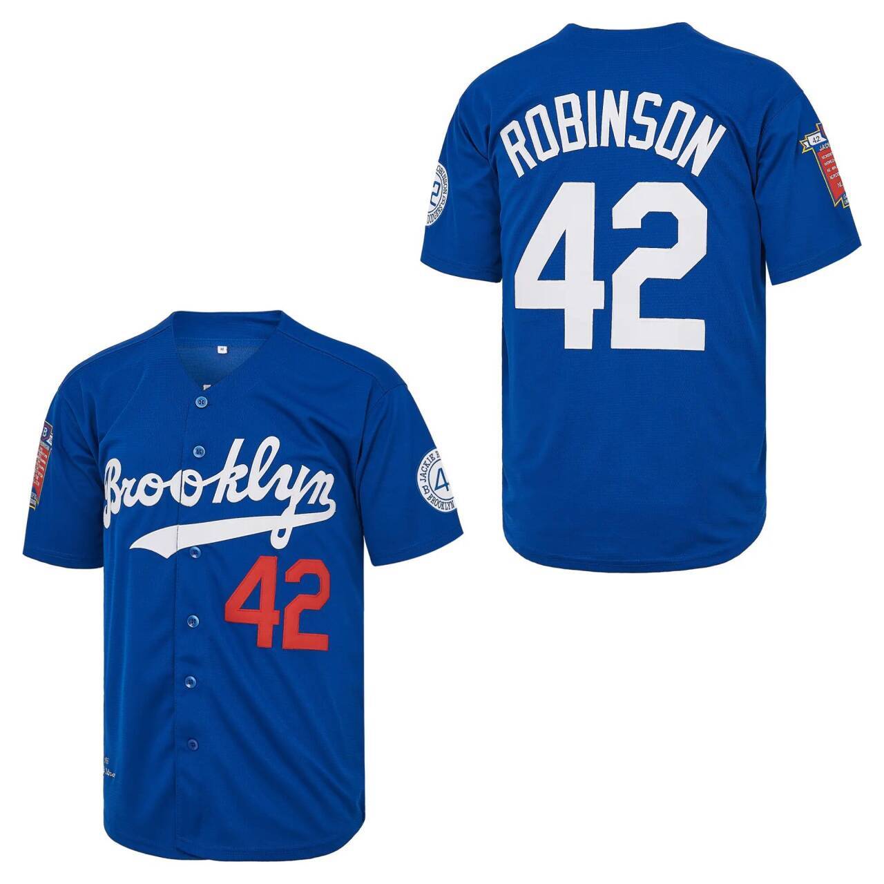 Los Angeles Dodgers #42 Jackie Robinson Blue Retro Baseball Jerseys - Main View