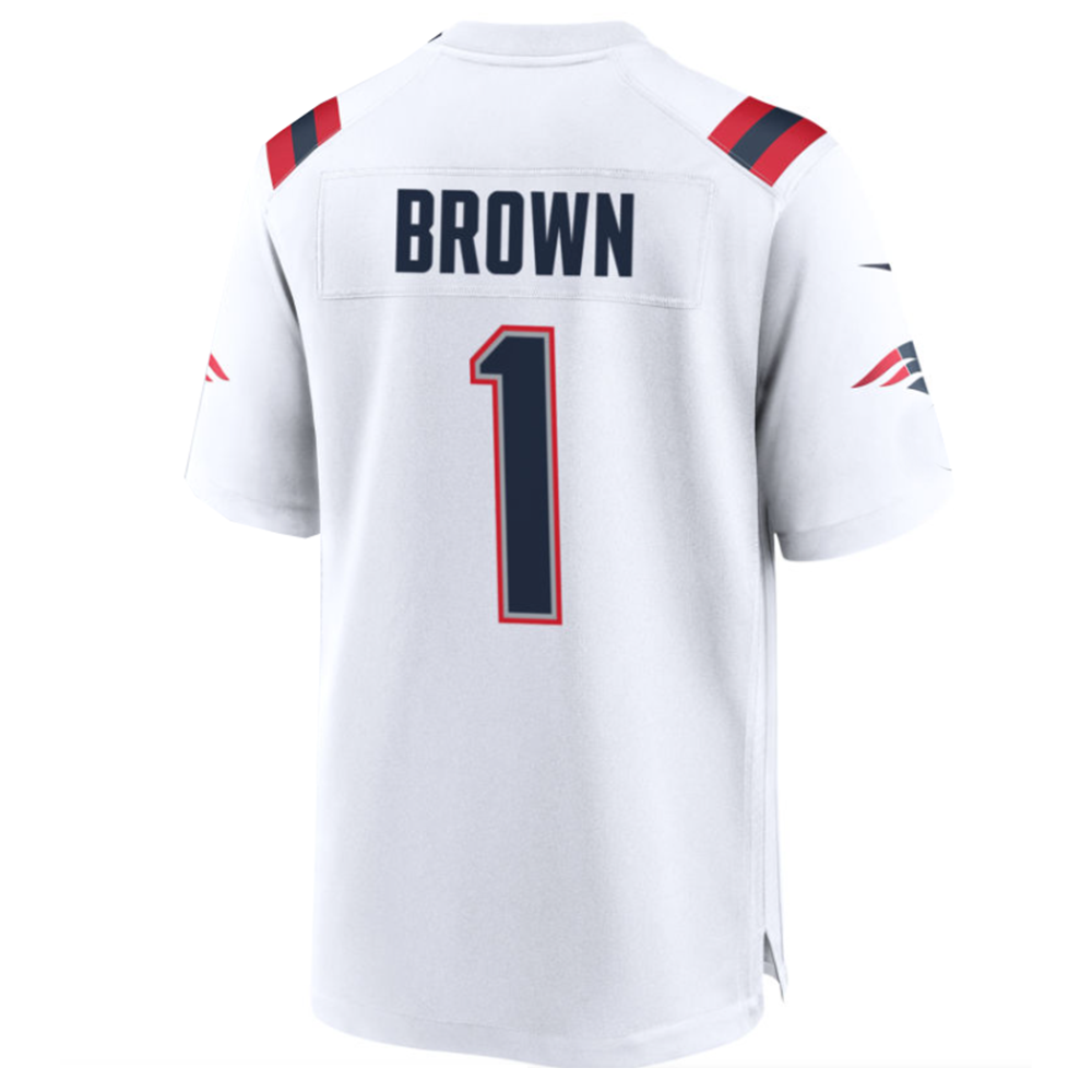 NE.Patriots #1 A.J. Brown White Team Game Stitched American Football Jerseys - Main View