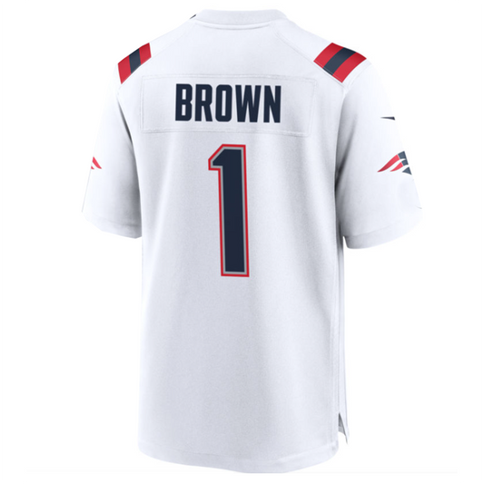 NE.Patriots #1 A.J. Brown White Team Game Stitched American Football Jerseys - Main View