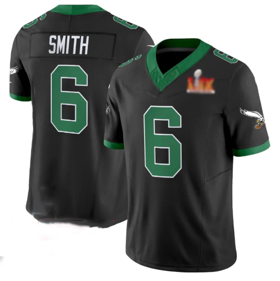 P.Eagles #6 DeVonta Smith Black 2025 SB LIX Patch F.U.S.E. Throwback Vapor Untouchable Limited Stitched Football Jersey - Main View