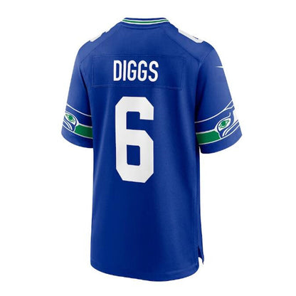 S.Seahawks #6 Quandre Diggs Throwback Player Game Jersey - Royal Stitched American Football Jerseys - Main View