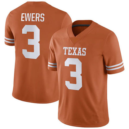 T.Longhorns #3 Quinn Ewers NIL Replica Football Jersey Texas Orange Stitched American College Jerseys - Main View