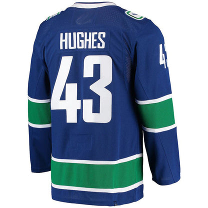 V.Canucks #43 Quinn Hughes Home Authentic Pro Player Jersey Blue Stitched American Hockey Jerseys - Main View