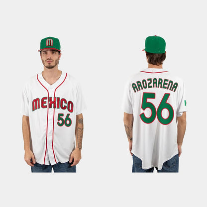 #56 RANDY AROZARENA MEXICO BASEBALL 2023 WORLD BASEBALL CLASSIC JERSEY - WHITE Stitches Baseball Jerseys