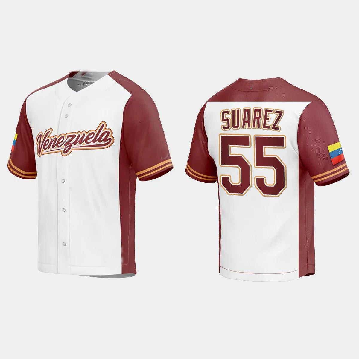 #55 RANGER SUAREZ VENEZUELA BASEBALL 2023 WORLD BASEBALL CLASSIC REPLICA JERSEY ¨C WHITE Stitches Baseball Jerseys - Main View
