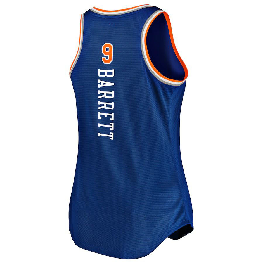 NY.Knicks #9 RJ Barrett Fanatics Branded Women's 2019-20 Fast Break Team Tank Jersey Blue  Icon Edition Stitched American Basketball Jersey - Main View