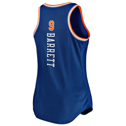 NY.Knicks #9 RJ Barrett Fanatics Branded Women's 2019-20 Fast Break Team Tank Jersey Blue  Icon Edition Stitched American Basketball Jersey - Main View