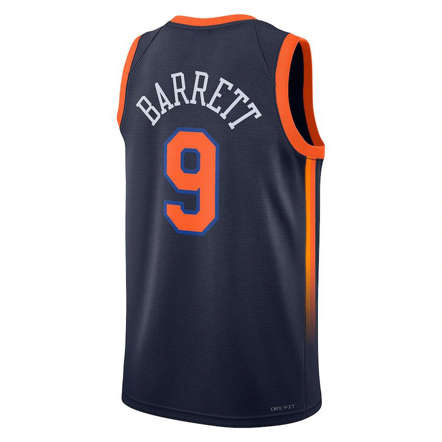 NY.Knicks #9 RJ Barrett Jordan Brand 2022-23 Swingman Jersey Statement Edition Navy Stitched American Basketball Jersey - Main View