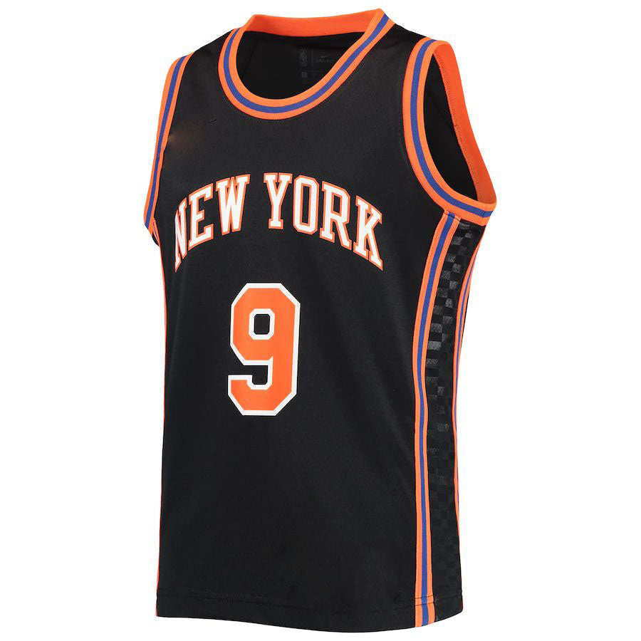 NY.Knicks #9 RJ Barrett  2021-22 Swingman Jersey City Edition Black Stitched American Basketball Jersey - Main View