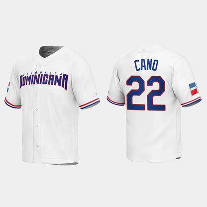 #22 ROBINSON CANO DOMINICAN REPUBLIC BASEBALL 2023 WORLD BASEBALL CLASSIC REPLICA JERSEY ¨C WHITE Stitches Baseball Jerseys - Main View