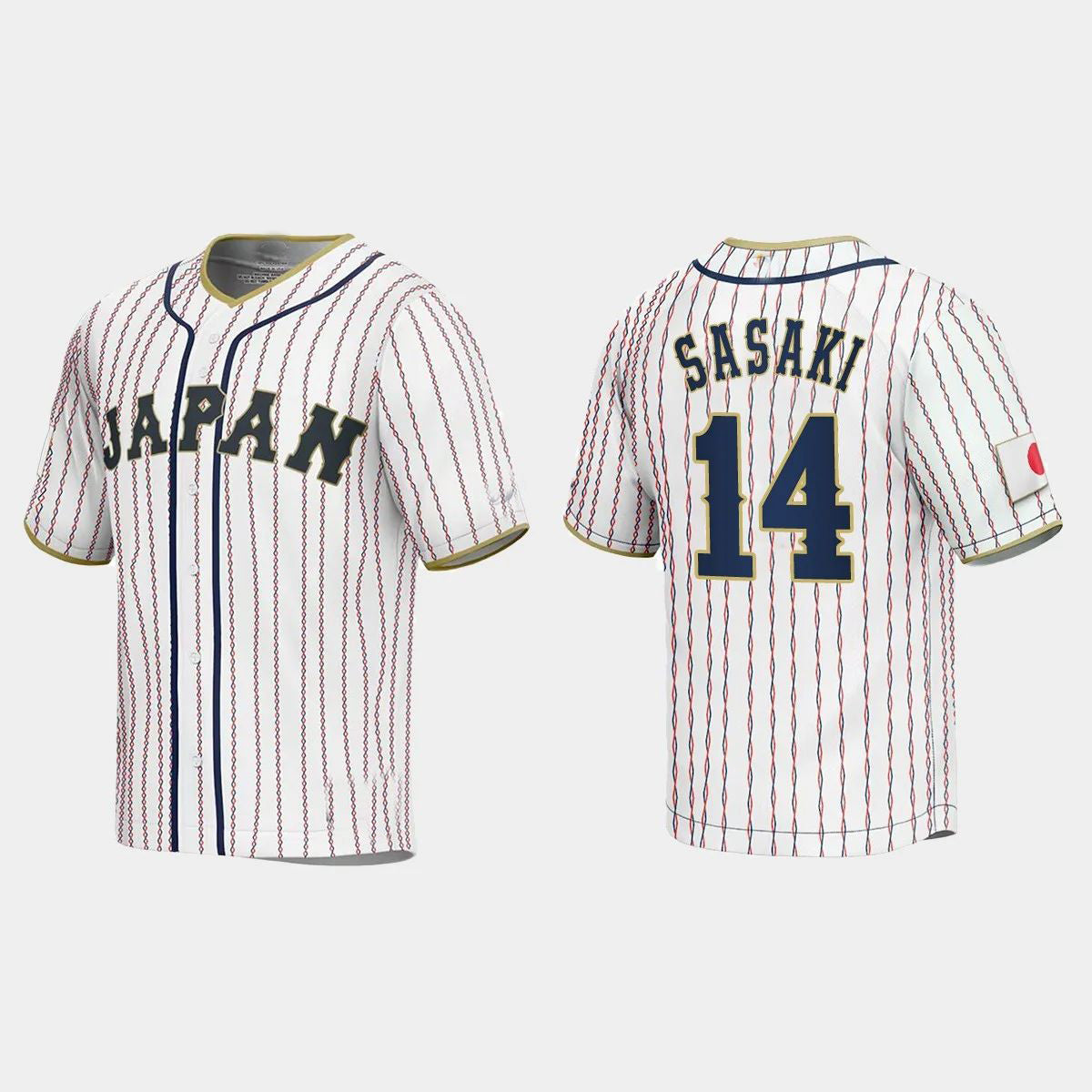 #14 ROKI SASAKI JAPAN BASEBALL 2023 WORLD BASEBALL CLASSIC JERSEY ¨C WHITE Stitches Baseball Jerseys - Main View