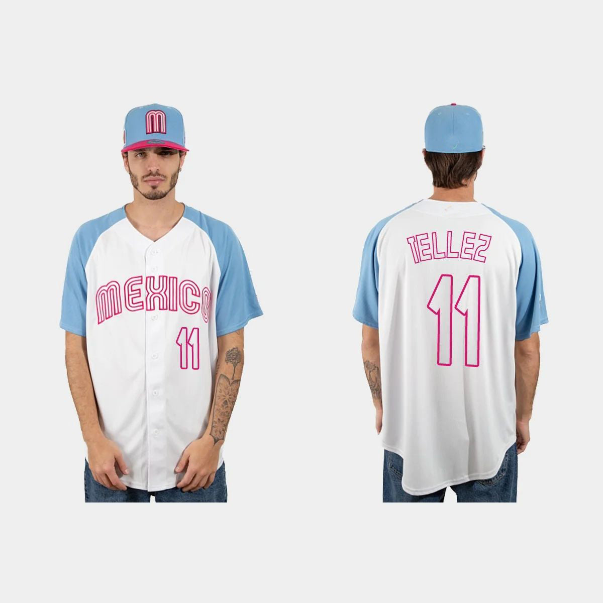 #11 ROWDY TELLEZ MEXICO BASEBALL 2023 WORLD BASEBALL CLASSIC JERSEY ¨C WHITE BLUE Stitches Baseball Jerseys - Main View