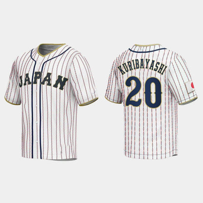 #20 RYOJI KURIBAYASHI JAPAN BASEBALL 2023 WORLD BASEBALL CLASSIC JERSEY ¨C WHITE Stitches Baseball Jerseys - Main View