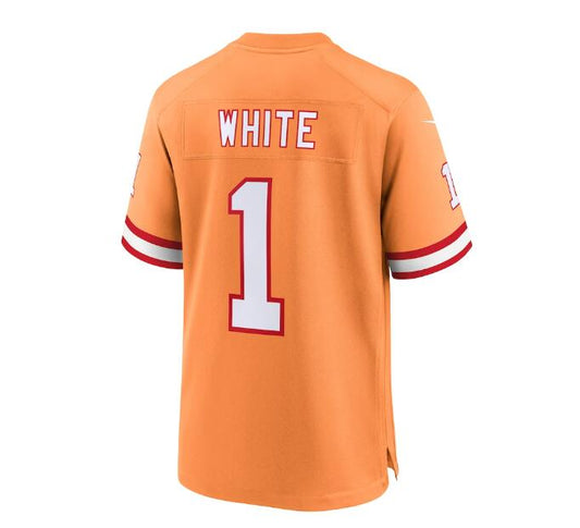 TB.Buccaneers #1 Rachaad White Throwback Game Jersey - Orange Stitched American Football Jerseys - Main View