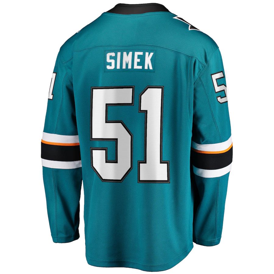 SJ.Sharks #51 Radim Simek Fanatics Branded Home Breakaway Player Jersey Teal Stitched American Hockey Jerseys - Main View